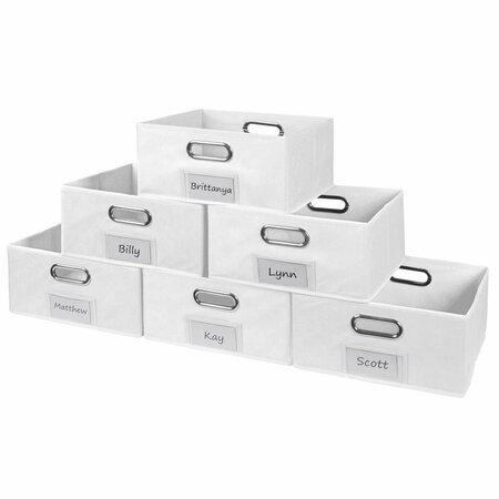 PLANON Cubo Half-Size Foldable Fabric Storage Bins; White - Set of 6 PL3746831